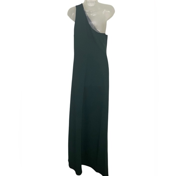 Sachin & Babi New Emerald Green Cece One Shoulder Gown Size 10 | Stretch Crepe - Picture 4 of 6